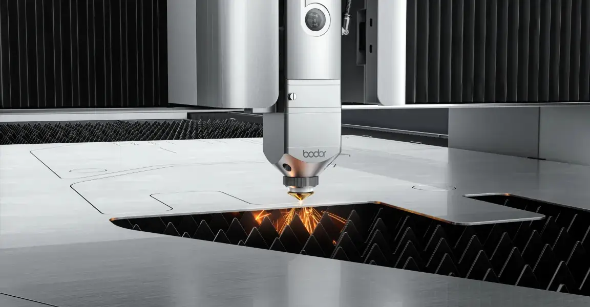 Bodor C Series fibre laser cutting sheet metal in production