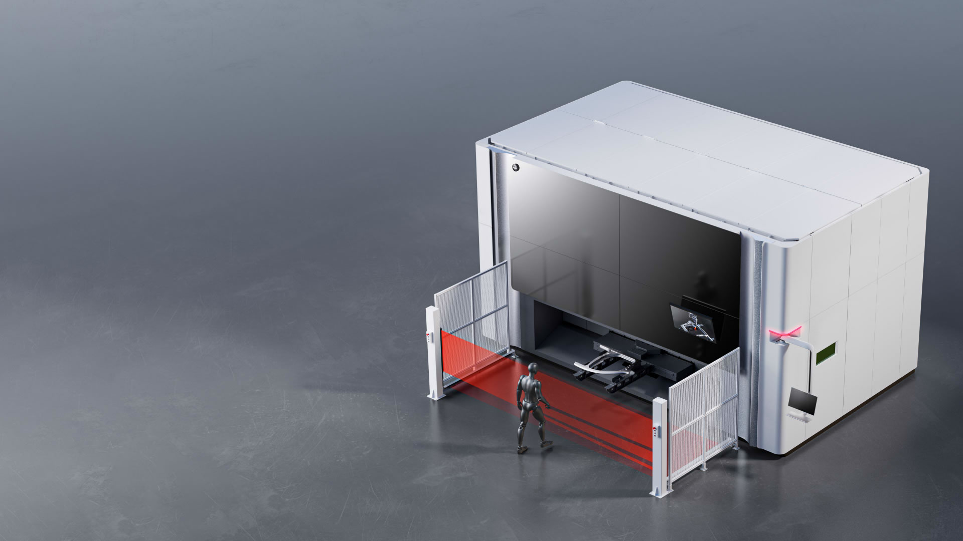 Safety light curtains around the Bodor Space Series loading area