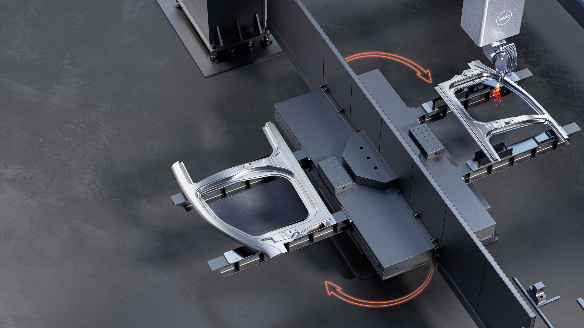 Bodor Space Series dual-station rotary table for loading and cutting