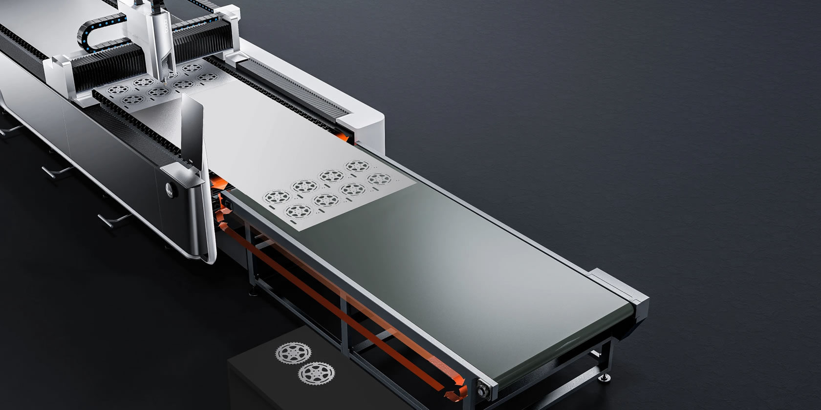 Bodor Rocut optional workpiece receiving platform carrying laser-cut parts